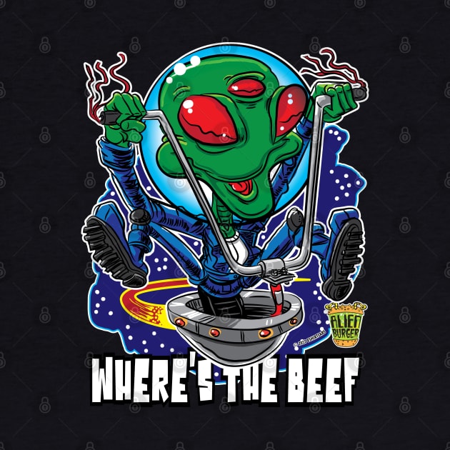 Where's the Beef Alien Burger UFO with handlebars by eShirtLabs